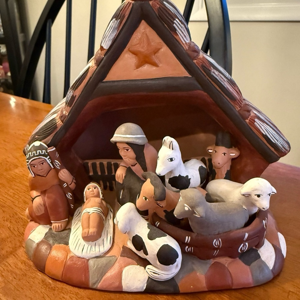 Handcrafted Peruvian Pottery Nativity stamped with artist’s name